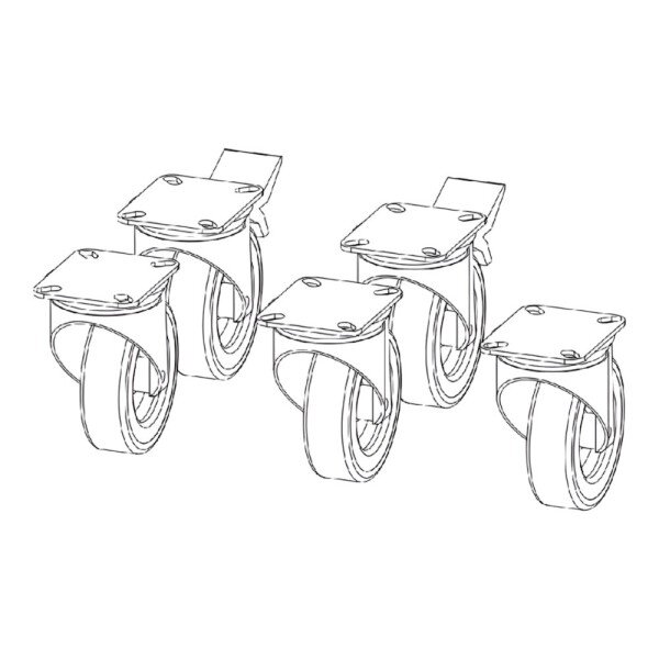 Samaref 5 коліс, 2 з яких з гальмами, для 3-х дверних столів image