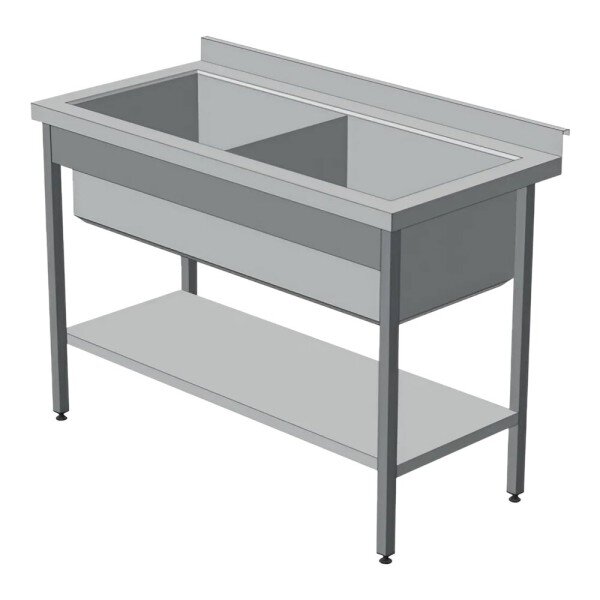 Ванна мийна 2-секційна з бортом і полицею 1200х700х850 image